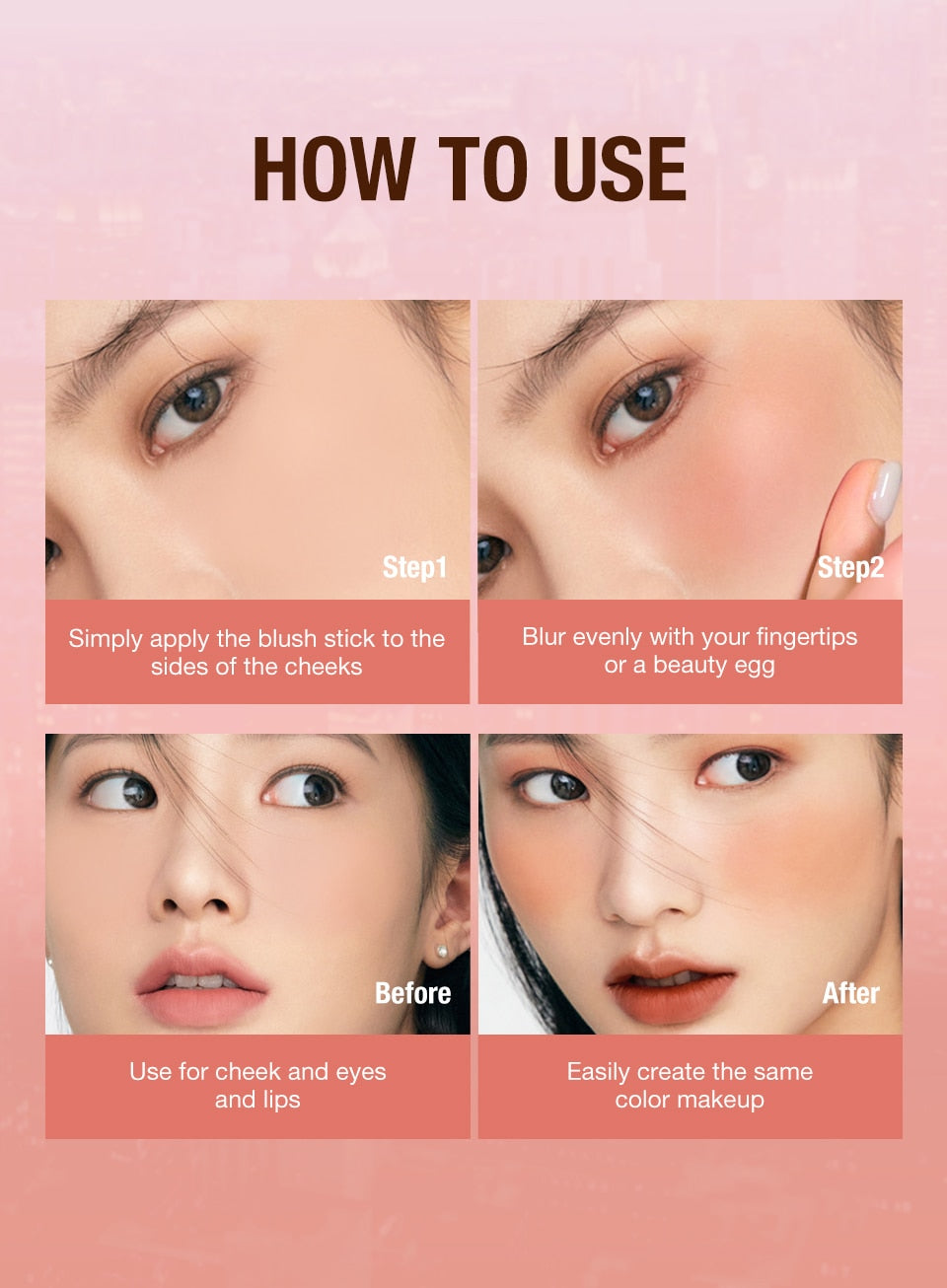 O.TWO.O 3-in-1 Waterproof Multi Stick: Lipstick, Blush & Eye Tint