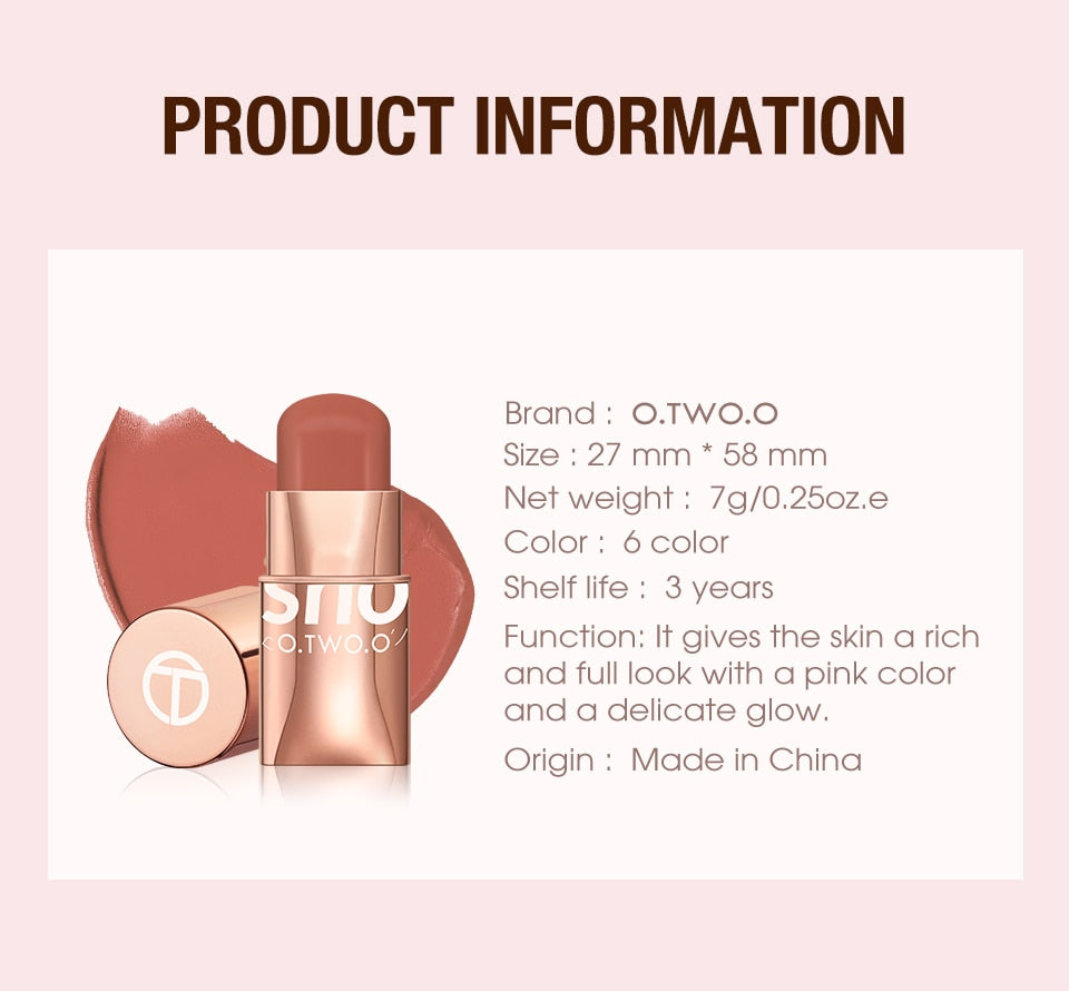 O.TWO.O 3-in-1 Waterproof Multi Stick: Lipstick, Blush & Eye Tint
