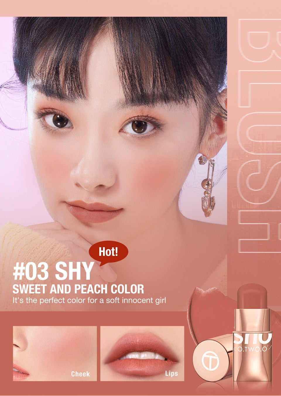 O.TWO.O 3-in-1 Waterproof Multi Stick: Lipstick, Blush & Eye Tint