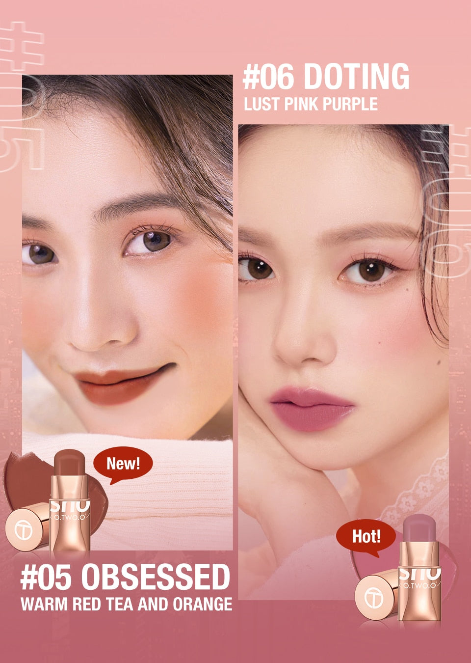 O.TWO.O 3-in-1 Waterproof Multi Stick: Lipstick, Blush & Eye Tint